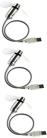 Angoily 3 Pièces ventilateur lumineux USB mini ventilateur de poche led de table usb portatif rechargeable Tuyau métallique blanche