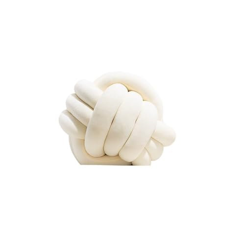 MZSKLW Cuscino a forma di nodo, cuscino a sfera, corto, in peluche, decorativo, per la casa, per divano, letto, soggiorno, pavimento (nodo bianco crema, 28 cm)