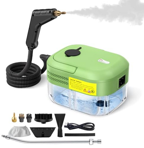 Hombasing 8-in-1 Handheld Steam Cleaner, 2200W Portable Steam Cleaner whit 1.2L Water Tank for Home Kitchen Use, High Steam Cleaner Machine for Cleaning Upholstery, Bathroom, Grout, Car Detailing