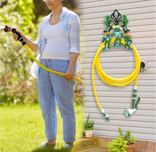 MNSSRN Garten Balkon Dekorativer Halter, Wand montiert Gartenschlauch Rack, Heavy Duty Gusseisen Schlauchhalter, Outdoor Schlauch Reel