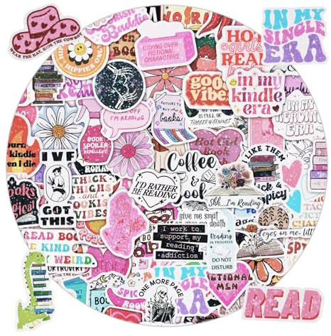 HOTUT Book Stickers,120Pcs Waterproof Vinyl Kawaii Stickers for Kindle,Scrapbook Sticker Accessories,Laptop Decals for Adults,Kids,Teens,Girls,Boys,Guitar,Water Bottle,Notepad Album