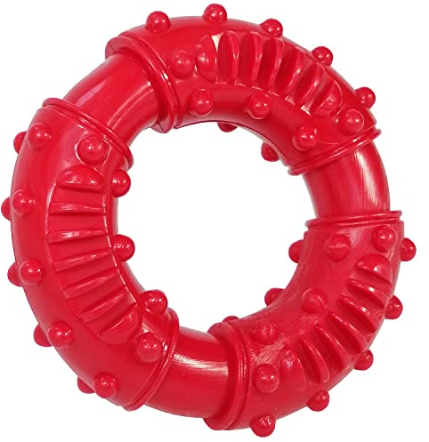 Kauring für Hunde Gummi，Hundekauspielzeug für Aggressive Kauer, Unzerstörbares Hundespielzeug aus Naturkautschuk für Kleine& Mittel Hunde – Spaß beim Kauen, Jagen und Apportieren (Rot)