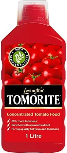 Levington Tomorite Concentrated Tomato Food – Liquid Fertiliser for Tomatoes, Potatoes & Peppers – NPK 4-3-8 – 500ml, 1L or 2.5L – For Greenhouse, Garden & Grow Bags (1 L)