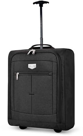 LUGG Cabin Size Lightweight Luggage - Durable 600D Polyester Snowflake Push Up Trolley - Solid Wheels - Easyjet, Ryanair, British Airways - Airway Locker (55x40x20cm)