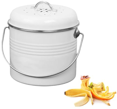Bac à compost en acier inoxydable - Poubelle suspendue avec couvercle pour porte d'armoire de cuisine - Seau de recyclage alimentaire - Résistant à l'humidité - Matériaux de qualité supérieure
