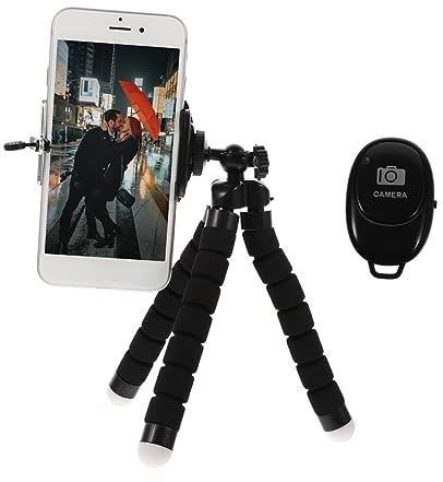 UTHCLO Treppiede Nero in Acciaio Inossidabile Struttura Stabile e Resistenza alla Corrosione, Set 1 per Fotocamera e Cellulare per Uso