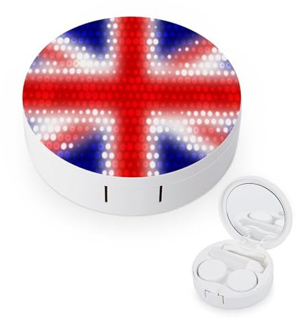 fkgvwo Contact Lens Container Union Jack Travel Contact Lens Box with Mirror Tweezers Solution Bottle