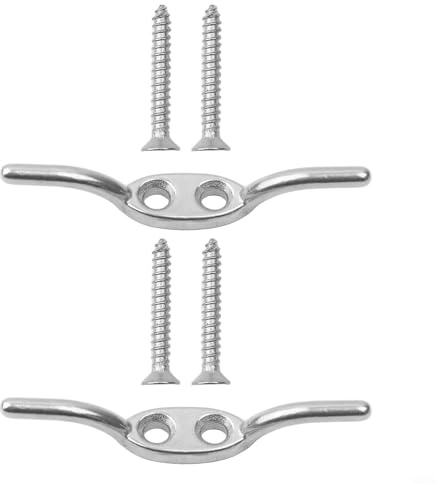 Honseadek Marine Stainless Steel Cleat Hook for Boat Flagpole Mounting Hardware 2.5 Inch 316 Stainless Steel Rope Cleat with Screws Outdoor Use