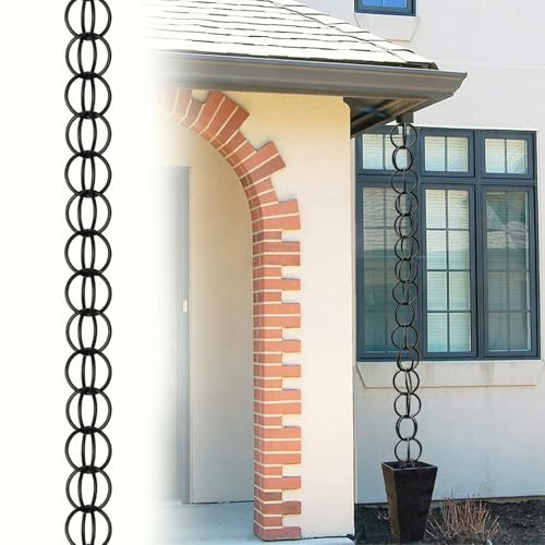 yurstcggh Catena Antipioggia,Sostituto della Grondaia,Drenaggio della Grondaia,Decorazione per Esterni,Elegante e Funzionale Anelli per Adattarsi a Ogni Casa 4.5m(15ft) Nero