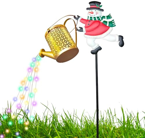 Luci solari per annaffiatoio per esterni, decorazioni natalizie impermeabili per esterni, luci solari da giardino, per prato, cortile, cortile, cortile