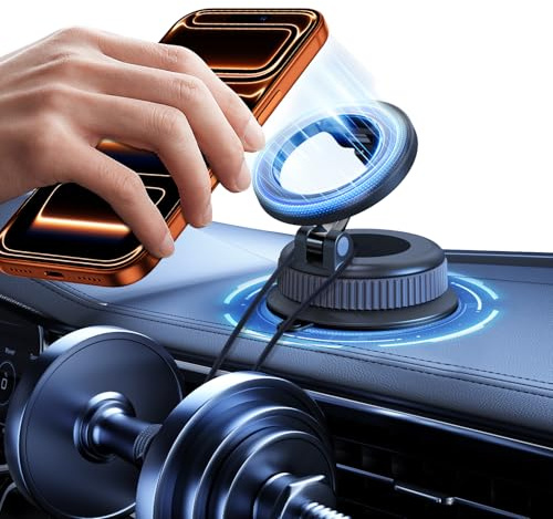 Handyhalterung Auto – Magsafe Autohalterung mit Klebepad & Vakuum Saugnapf, Handy Halterung Auto für Armaturenbrett, Windschutzscheibe, Kfz Handyhalter Magnet Universal für iPhone,Samsung & Android
