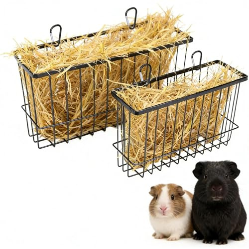 Heuraufe,Heu-Futterspender,Heuraufe für Kaninchen & Meerschweinchen,Große & Mittlere Metall Futterraufe mit Haken,für Hasen, Meerschweinchen & Chinchilla