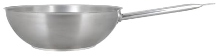 MENASTYL - Wok inox 30 cm tous feux dont induction - Gamme Professionnel - Fond sandwich aluminium - Poignées tubulaires - Sans PFAS/PTFE/PFOA - 7520065