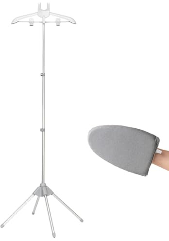 Versatile supporto per ferro da stiro, appendiabiti in lega di alluminio + ABS per vaporizzare vestiti, attrezzatura pieghevole per la cura dei con guanto da stiro per cappotti, giacche