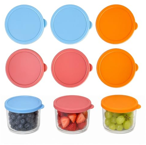 6 Pack Silicone Lids for Gü Pots, Reusable Airtight Sealing Jar Lids Compatible with Gu Puds Cheesecake & Dessert Glass Jars, Food Grade Silicone Milk Bottle Tops (Jars Not Included)