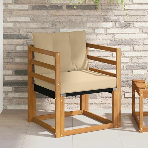 LoogCape Outdoor-Sofa Massivholz Akazie Natur wetterfestes Lounge-Sofa Sitzgruppe mit Kissen modulare Sitzfläche für Garten Terrasse Balkon und Veranda entspannende Relax-Möbel