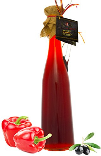 Paprikaöl, Paprika - Öl mit Nativem, Extra Vergin Olivenöl und natürlichem Paprikaextrakt. Ungefiltert. Kaltgepresst. Traditionelle Herstellung im Familienbetrieb. AMPHORE ROMANA - Flasche 750ml.