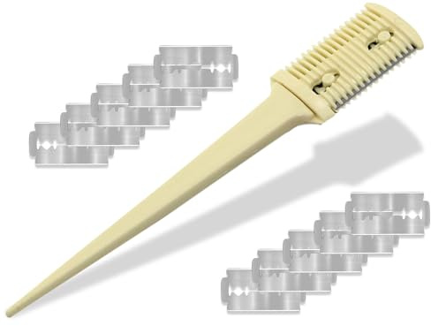 Effilierer Effiliermesser zum Ausdünnen und Schneiden von Haaren 17 cm | Haarausdünner mit 10 Ersatzklingen, damit Sie sofort startbereit sind. Effilierkamm aus hochwertigen Kunststoff