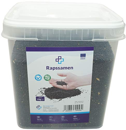 Raps von ATC in verschiedenen Mengen und im handlichem Eimer - ideal geeignet für Wärmekissen, Körnerkissen oder auch die Therapie - gereinigter Rapssamen, Therapieraps, Rapssaat, 3 Kg
