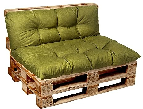 Garden Factory Palettenkissen Palettenauflagen Palettenpolster Sitzkissen, Rückenlehne oder Set, Gesteppt (Set (Sitzkissen 120x80 + Rückenlehne 120x40), Limette)