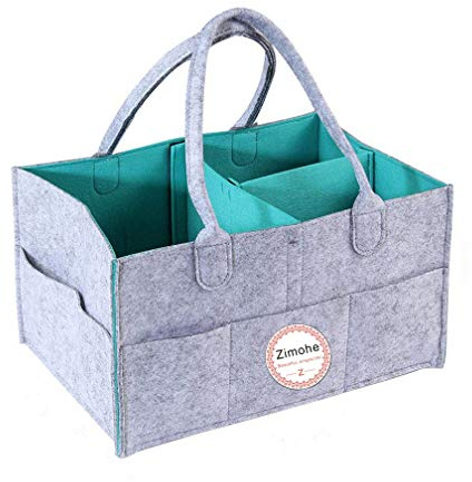 Baby Windel Caddy Organizer, Tragbare Filz Baby Windeltasche Aufbewahrungskorb mit Herausnehmbaren Klett Fächern für Windeln, Beißring, Baby-Spielzeug, Lätzchen Best Baby Dusche Geschenk Korb (Türkis)