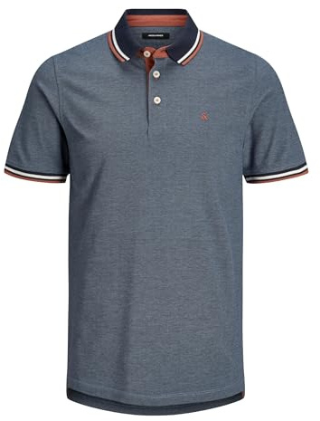 JACK & JONES Mens Paulos Tipped Pique Short Sleeve Polo