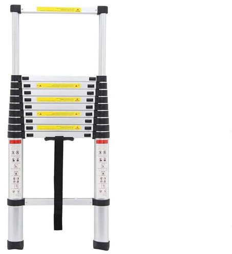 Stainless Steel Work Step 3.2m DIY Extendable Telescopic Attic Ladder 10.5FT Multi Purpose 150kg Load Heavy Duty Anti Slip Safe EN131 CE Standard Stepladder for Loft Home Outside