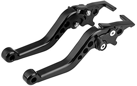 Hlyjoon Bremshebel, 1 Paar CNC Aluminium Motorrad Roller Modifikation Doppelscheibenbremshebel Universal Rot(Schwarz)
