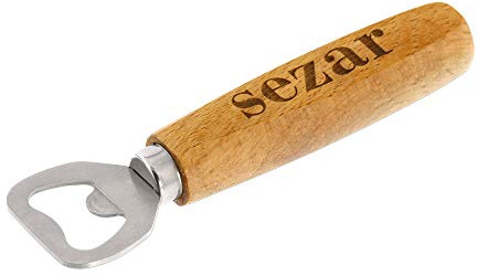 stempel-fabrik Holz Flaschenöffner mit individueller Gravur - (13,8 x 3 x 1,8 cm) - Einseitige Gravur - Personalisierter Kapselheber - Bierflaschenöffner -