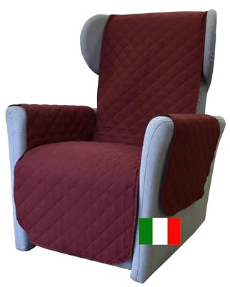 Moonange Housse de Fauteuil 1 Place avec accoudoirs et Assise 55 cm. Imperméable, réversible, antidérapante, Relaxation, Anti-Taches, Anti-Rayures, Chiens, Chats, Moderne, Bordeaux