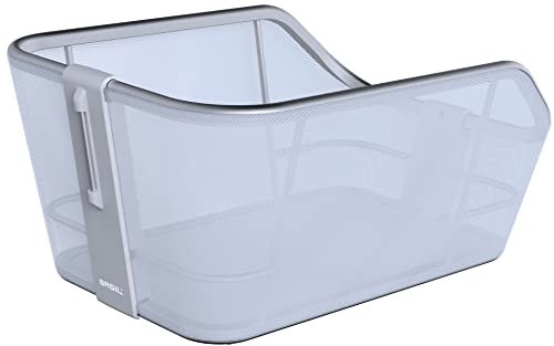Basil Cento Tech Fiber Hinterradkorb WSL textonile im Aluminiumrahmen - Breite / Länge einstellbar - geeignet für viele E-Bike-Gepäckträger - Band zur Sicherung des Inhalts - Refl. - 21L - blau silber