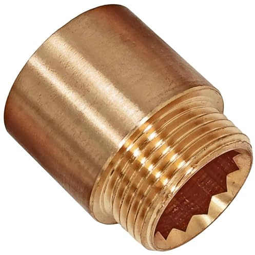 MegaHaustechnik Hahnverlängerung, 50mm x 1, Gewindefitting Messing | verlängert um 50mm, Trinkwasser geeignet, Außengewinde und Innengewinde DN25 Rohr, Wasserhahn Anschlußverlängerung