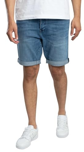 Replay Short en jean pour hommes RBJ 901 Tapered-Fit mit Comfort Stretch, Medium Blue 009 (Blau), 33