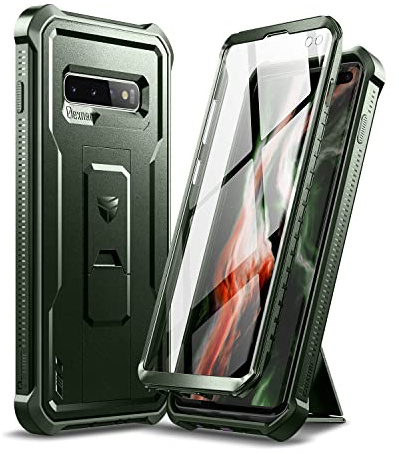 Dexnor Kompatibel mit Hülle Samsung Galaxy S10+ Plus, [Eingebauter Displayschutz und Ständer] Strapazierfähiger Schutz in Militärqualität, stoßfest, Schutzhülle Kompatibel mit Samsung S10 Plus, Grün