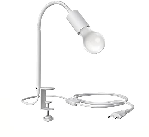ledscom.de Luce a morsetto LELE con collo d'oca, bianco + lampada LED E27 918lm, Smart Home, bianco caldo - bianco freddo