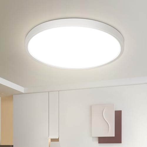 ZMH Deckenlampe LED Deckenleuchte Küche - 18W Schlafzimmerlampe Flach | Badlampe 4000K Schlafzimmer Deckenbeleuchtung IP44 Wasserdicht Küchenlampe Flurlampe Rund Ø23cm Badezimmer Flur Wohnzimmer