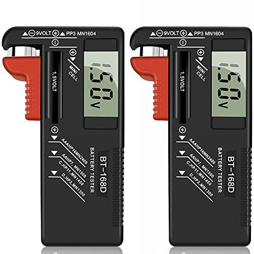 Greluma 2 Pz Tester batteria digitale, tester batteria universale Tester batteria domestica per batterie a bottone AAA AA C D 9V 1,5V piccole