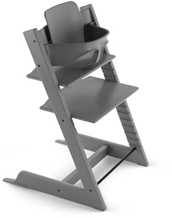 Seggiolone Tripp Trapp di Stokke con Baby Set, Storm Grey - Sedia regolabile ed evolutiva per bambini e adulti - Design ergonomico e classico, 1.0 Conteggio, 6.47 kilograms