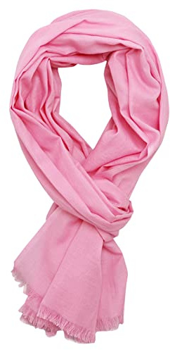 Bovari Schal Damen aus 100% gekämmter Bio-Baumwolle - leicht, atmungsaktiv, dünn - Sommerschal in XL-Größe 180x70 cm (pink)
