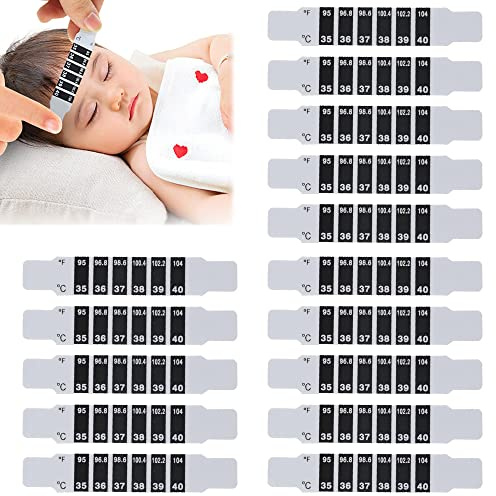 MOSALKDUG 20 Pcs Forehead Thermometer Strip, Easy to Use Forehead Temperature Indicator, Suitable for Children and Elderly, White LCD Display