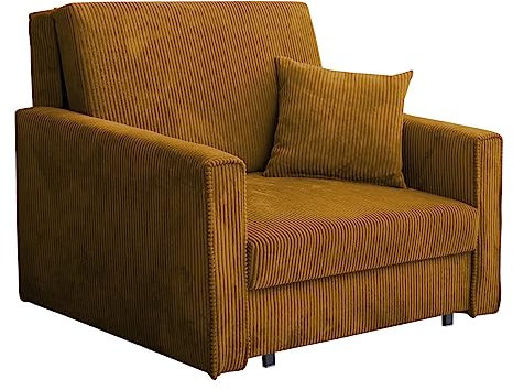 Mirjan24 Sofa Viva Bis Premium I mit Schlaffunktion, Schlafsofa, einsitzer Polstersofa mit Bettkasten, Bettsofa inkl. Kissen, Farbauswahl, Wohnlandschaft, Stoff: Cord (Poso 01)