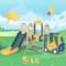 Scivolo 5 in 1 per bambini dai 3 agli 8 anni in su, per interni ed esterni, parco giochi per bambini con cestino da basket, autobus, altalena, scivolo e scaletta, scivolo da giardino, altalena per