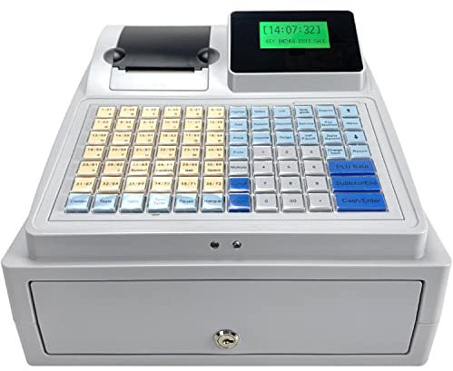 ZXSYYDS Elektronische Registrierkasse Elektronischer POS Kasse mit Schubladen Registrierkassen,erhöhter Tastatur mit 81 Tasten,für Handel Imbiss Laden Supermarkt Kiosk Bar