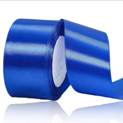 Blått lyxigt satinband 50 mm x 23 meter, perfekt enfärgat tygband för presentförpackning, hantverk, bröllopsfester, jul, hårband, buketter, årsdagar, babyfester