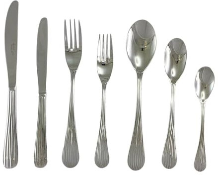 Lebrun Couverts SILLAGE 8MM - Ménagère 48 pièces en Inox 18.0 - Service de table pour 12 personnes: 12 fourchettes table,12 couteaux steak,12 cuillères table,12 cuillères à café - Marque Française