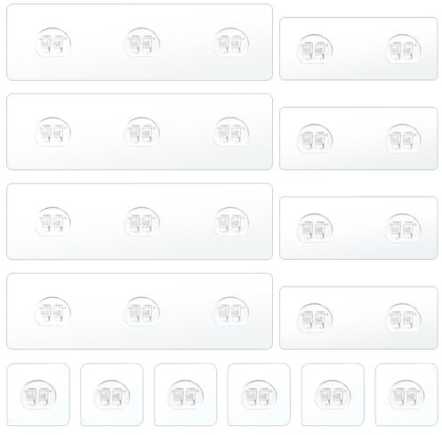 L&W Luck 14 Pack Self Adhesive Hooks,Sticky Hooks Extra Strong,Shower Caddy Adhesive Replacement, No Drilling for Bathroom, Kitchen