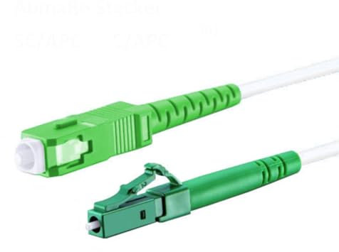 CONBIC® Cavo in fibra ottica ottica – OS2 bianco, SC/APC su connettore LC/APC 8°, cavo patch Simplex 9/125 – Cavo patch in fibra ottica, selezione metri G.657.A2 (10 m)