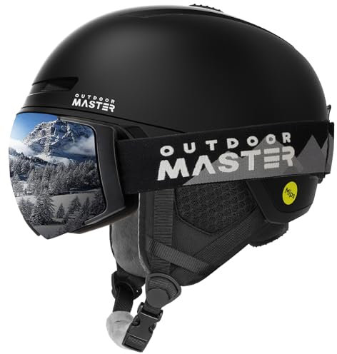 OutdoorMaster MIPS Skihelm und Skibrille PRO Set - Verstellbarer Snowboardhelm und Schneebrille Set - Schneesporthelme für Männer, Frauen und Junioren