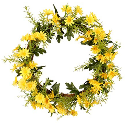 TOPBATHY Kunstkranz Mit Gänseblümchen-Design Kunstblume Hängedeko Für Tür Oder Wand Szene Ornament Für Drinnen Und Draußen Langlebiges Urlaub Dekor