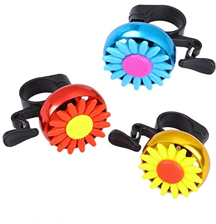 POPETPOP 3pezzi Campanelli per Bicicletta in Alluminio Forma di Fiore Suono Chiaro e Forte Campane Manubrio Sicurezza per Bici Scooter e Mountain Bike Facilità d Installazione Colori Rosso